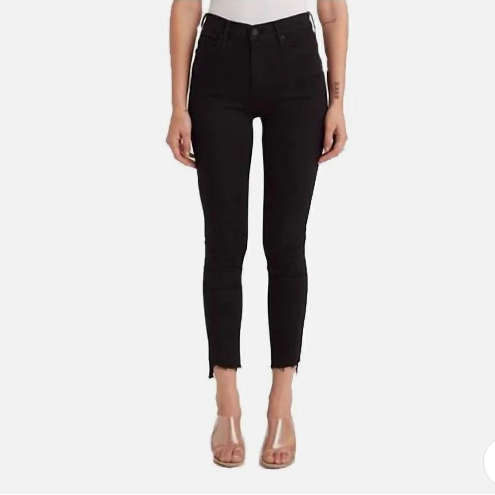 Mother Jeans Stunner Zip Ankle Step Fray High Rise Dark Blk Blue Casual NWT - Picture 3 of 14